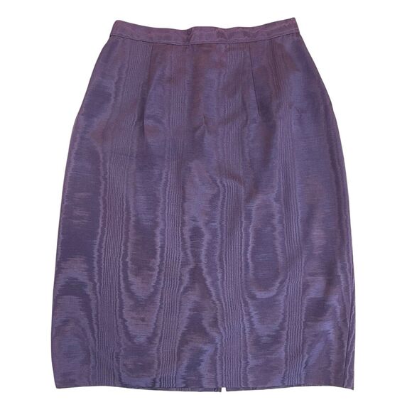 VTG 80s 90s Scott McClintock 2 Piece Skirt Suit Sz 8 Purple Taffeta Lace Collar - Picture 10 of 15